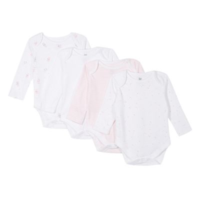 Pack of four babies white long sleeved bodysuits
